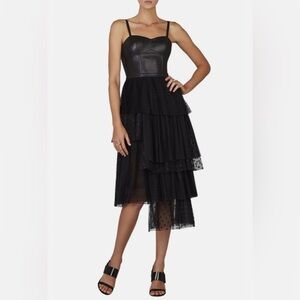 NEW BCBG MAXAZRIA BLACK CASANDRA SLEEVELESS FAUXLEATHER BUSTIER DRESS SZ 2